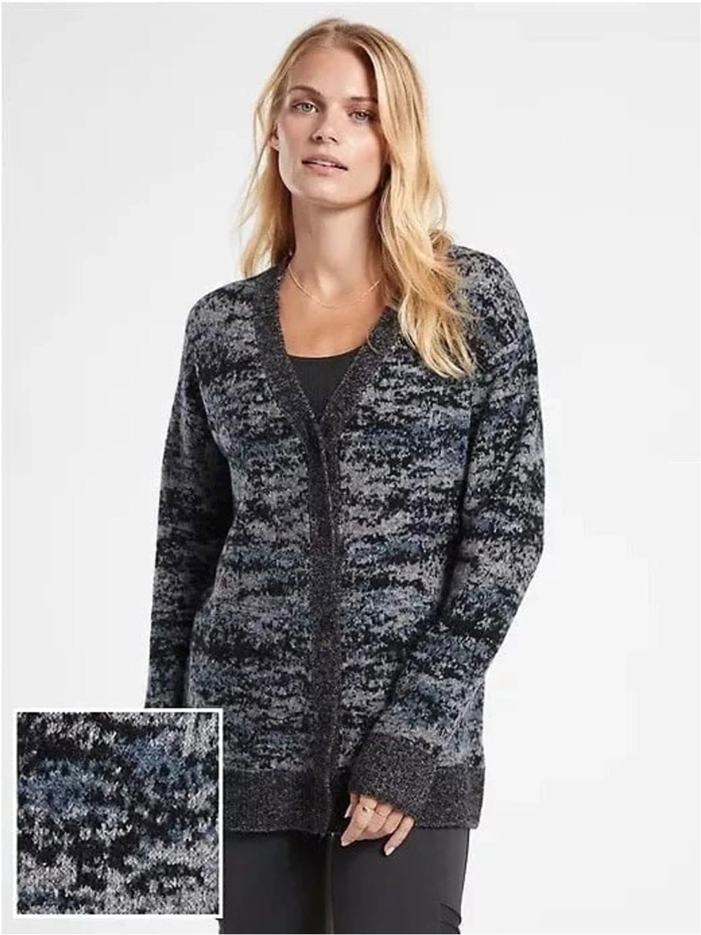 Athleta “Westlake” marled extra fine merino wool blend cardigan sweater (XS)